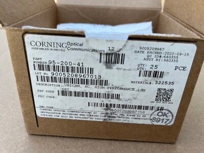 Corning Unicam SC SM Pretium Fiber Optic Connector 95-200-41 (Lot of 12) New.