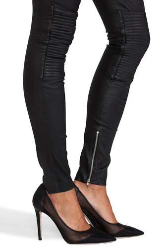 BLK DNM WOMENS BLACK LEATHER MOTO PANTS 1 SIZE 28 NEW - Picture 7 of 9