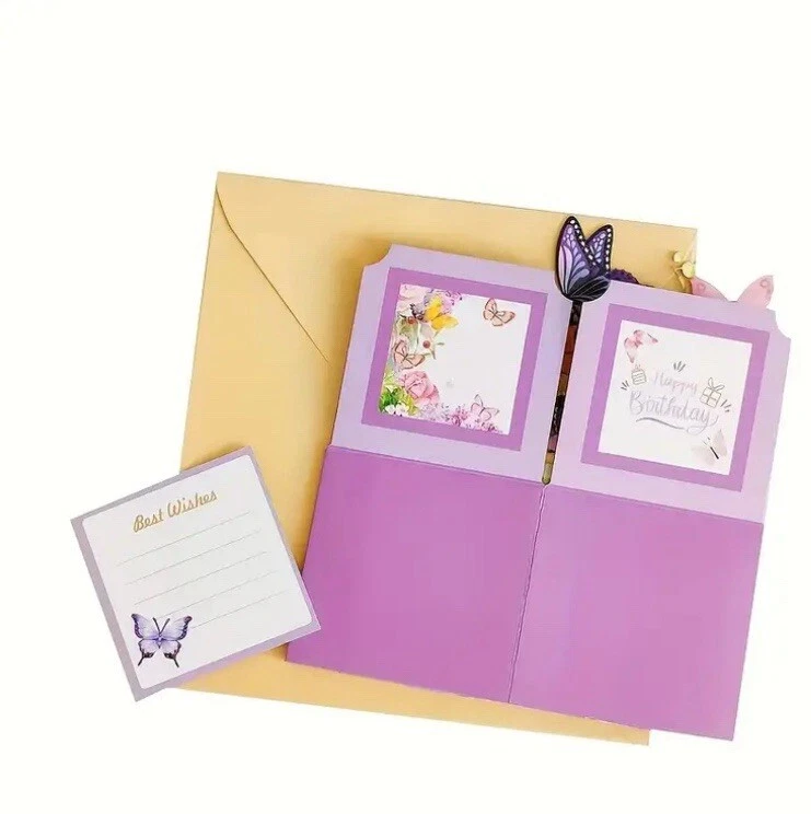 3D Pop Up Flower Birthday card, Butterfly Bouquet happy birthday card - Image 3 of 4