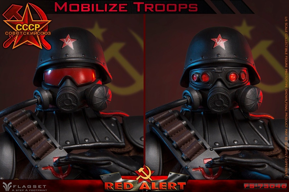 1:6 Flagset Soviet Red Alert Mobilize Troops Helmet w/ Gas 1:6 Flagset Soviet Red Alert Mobilize Troops Helmet w/ Gas