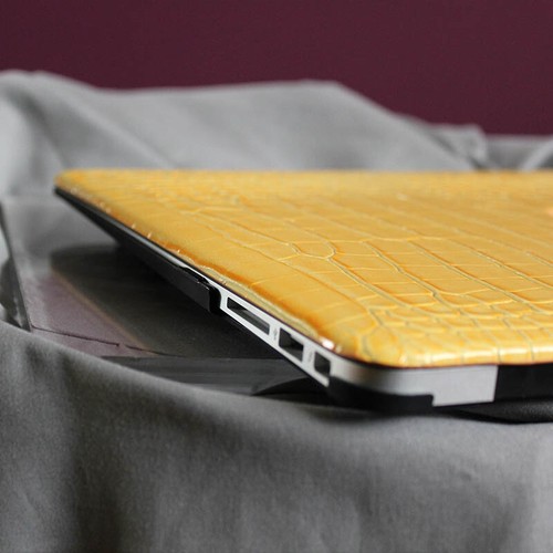 Coque en cuir PU crocodile jaune pour Macbook M4 Air 13 15 Pro 14 16 11 12 pouces - Photo 7/11