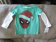 SANTA SPIDERMAN LONG LAYERED SLEEVE SHIRT TODDLER BOY SIZE 18M NWT