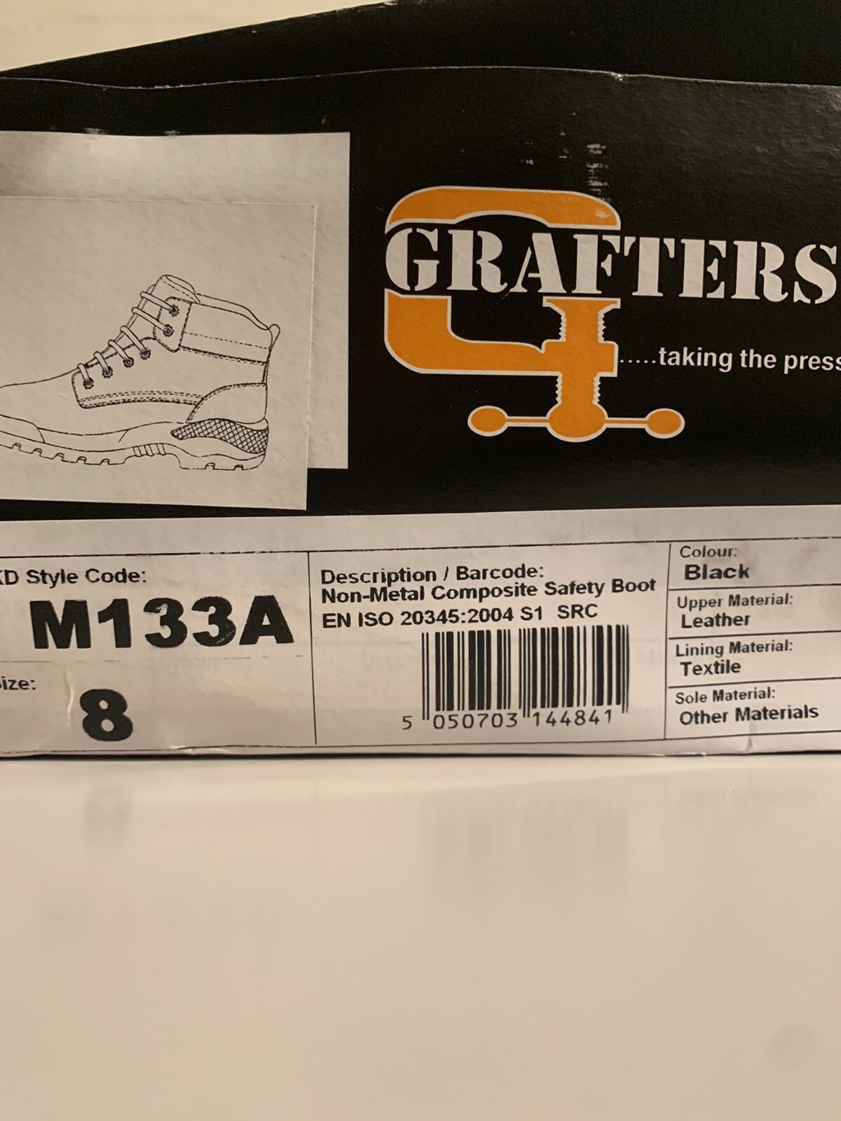 Mens Womens Grafters Black Safety Boots Toe Cap Ankle Work Boot UK 8 RRP £60 image 7