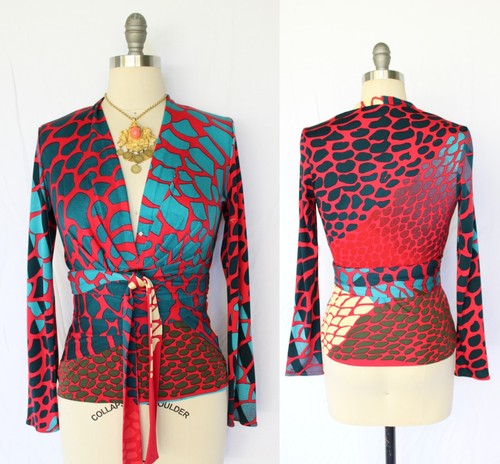 Issa London Silk Jersey red leopard tiger animal print wrap tunic dress blouse