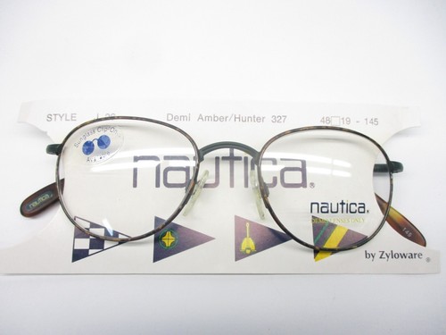 New Vintage Eyeglass Frames Nautica Italy Mod J26 Demi Amber Retro Round 48 NOS - Picture 7 of 7