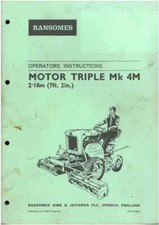 Ransomes Grass Cutting Machine Motor Triple MK 4M Operators Manual 