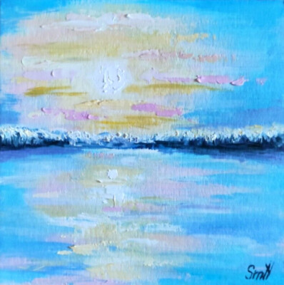 Original Art Winter Landscape Oil Painting Sunrise Impressionism Hand-Painted