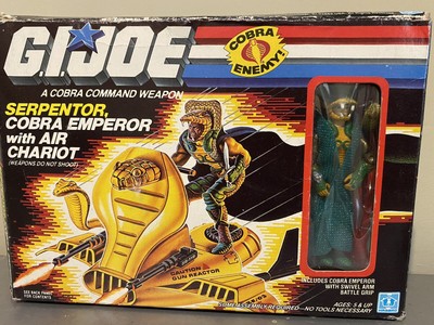 Serpentor Cobra Emperor &amp; Air Chariot Sealed Contents Open Box! Vintage G.I. Joe