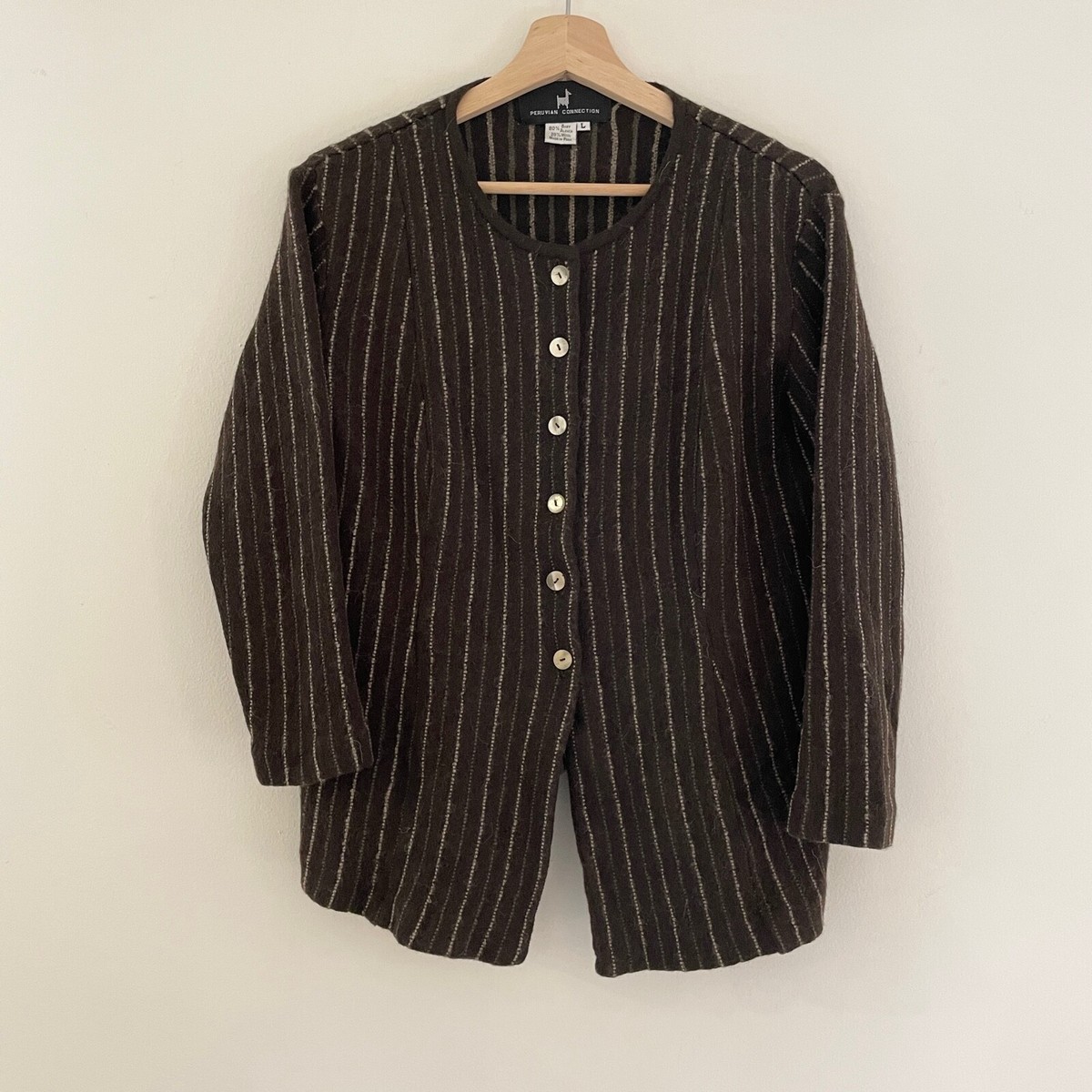 Alpaca Wool Ethical Peruvian Connection Striped Knit Cardigan!! View 5