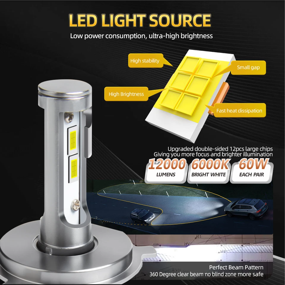一对纯银卡车 5x7 英寸 7 英寸 x 6 英寸商用卡车 LED 车头灯高/低光束 — 第 2/4 张图片