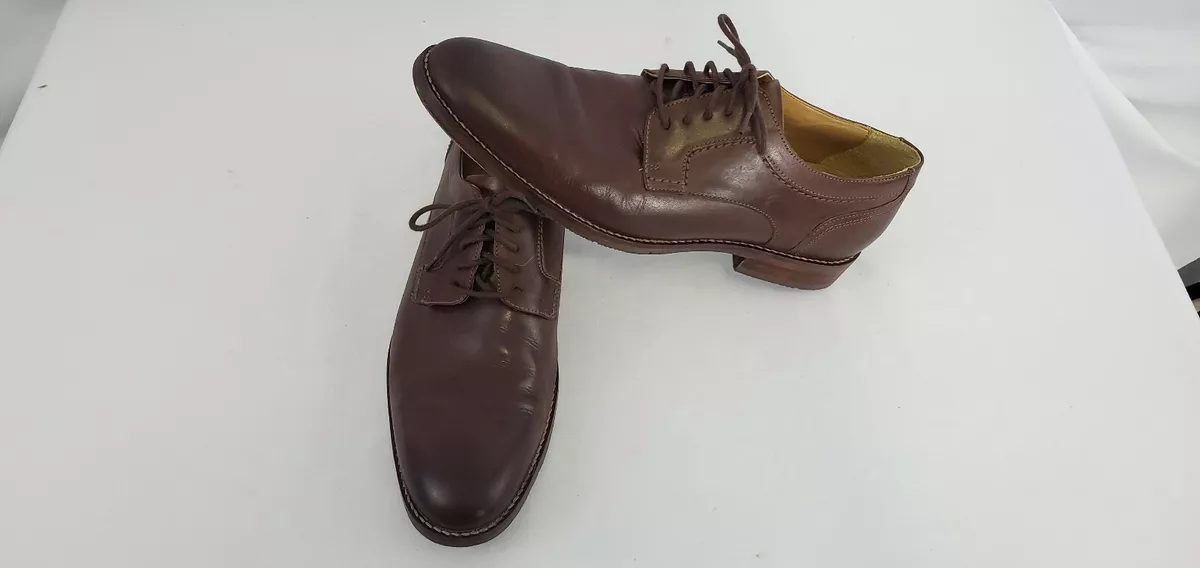 Mens 11.5 Johnston Murphy Garner Plain Toe Brown Leather Lace Up
