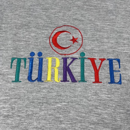 T-shirt grigia ricamata Turkiye/Turkey vintage taglia XL - Foto 4 di 4