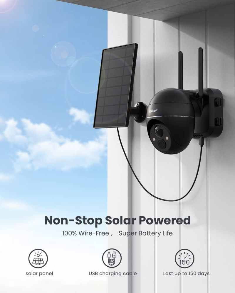 Security Cameras Wireless Outdoor 2K Solar System 360&deg; PTZ with Spotlight &Siren
