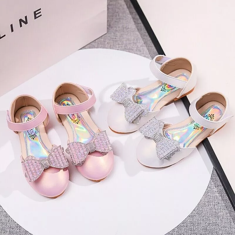 Baby Girls Bow Glitter Princess Wedding Dress Party Shoes Kids Sparkly Sandals