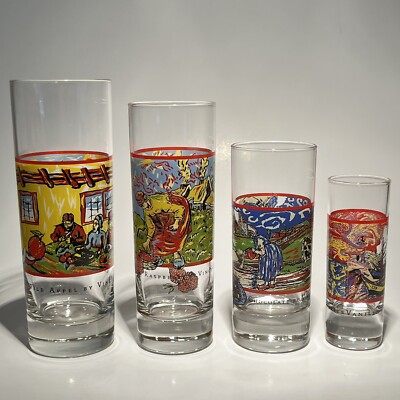 4pc Vincent Van Gogh Spirits Slim Drink Glass Set Wild Appel Vanilla Chocolate
