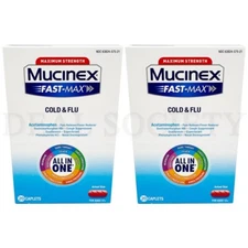 Mucinex Fast-Max Max Strength Cold and Flu Medicine 20 Count Each Lot of 2