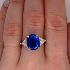 Bague de mariage en or blanc 14 carats et diamants saphir bleu taille ovale d...