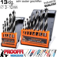 13-Tlg Premium Holzbohrer Spiralbohrer Zentrier Bohrer Set Ø 3 4 5 6 7 8 9 10 Mm
