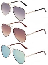 3 Pack Metal Rim Pilot Sunglasses for Men for Women UV400 Flat Lens