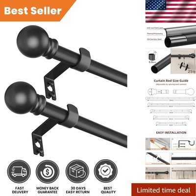 Versatile 2 Pack Black Curtain Rod Set - 5/8 Inch Splicing Design for Windows