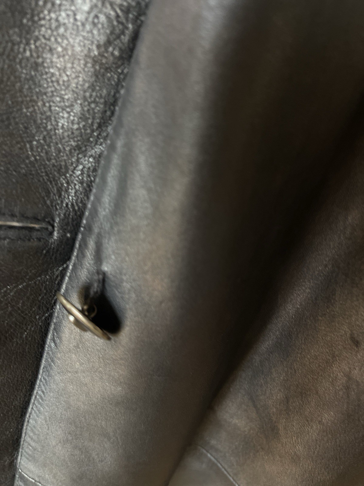 Vtg Nina Ricci Paris Leather Fur Collar Trench Long Glam Coat USA Sz XL