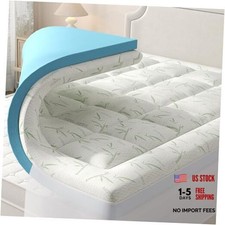 Dual Layer 4 Inch Mattress Topper Memory Foam Mattress Topper Queen Blue White