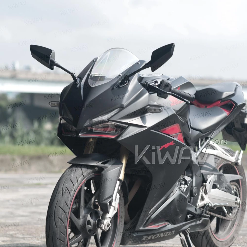 motorcycle mirrors adjustable HAWK style black w/ black base fits sportbike ε - Image 3 of 4