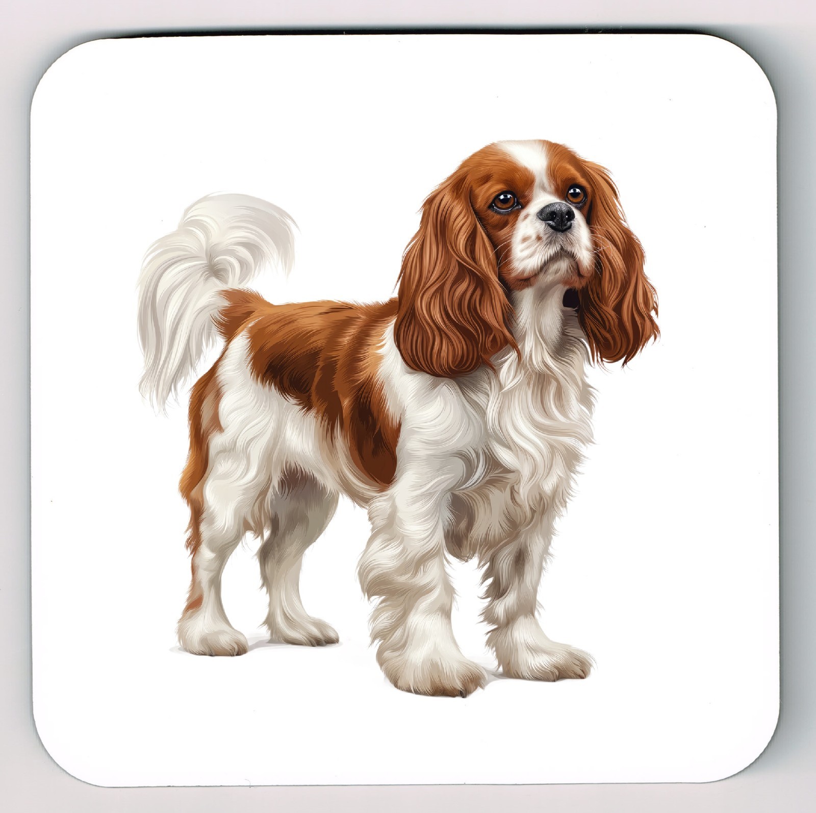 Cavalier King Charles Spaniel Watercolour Image Coaster, King Charles Spaniel