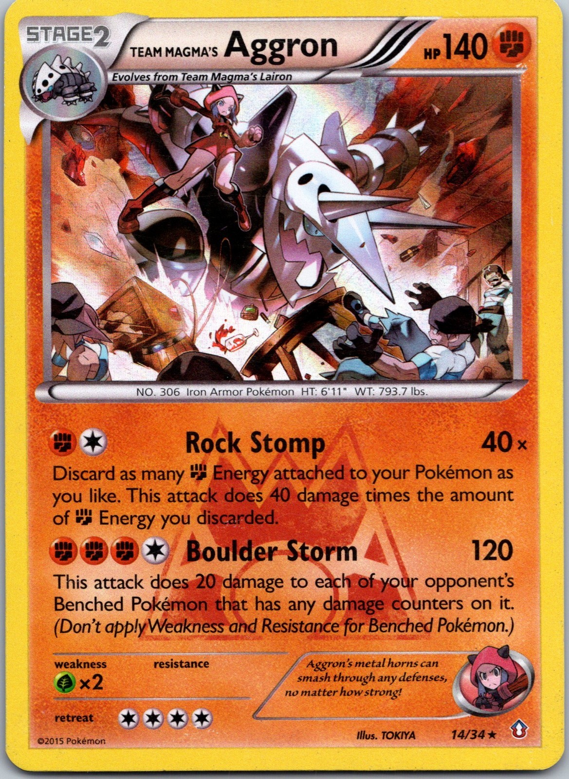 Team Magma's Aggron 14/34 Double Crisis Holo LP