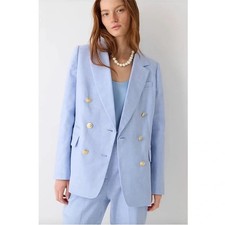 NWT J.Crew Bristol Blazer in Peri Breeze Blue Stretch Linen Jacket 10