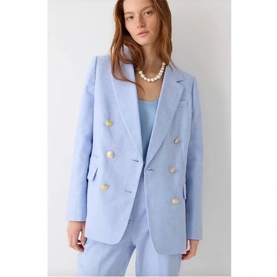NWT J.Crew Bristol Blazer in Peri Breeze Blue Stretch Linen Jacket 10