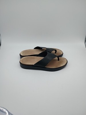 Ecco Women s Corksphere Thong Flip-Flop Shoe Size 8 US 39 EU Black Leather 