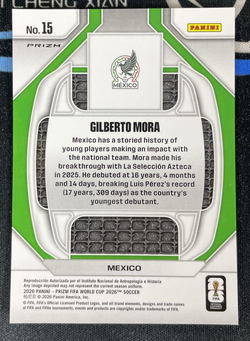 2026 Panini Prizm World Cup Gilberto Mora Rookie New Era Celestial Lattice SSP view 2