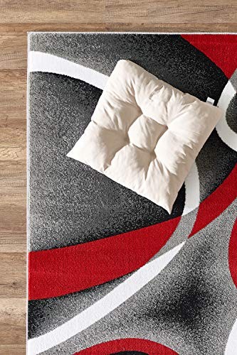 Modern Area Rug 5x7 Red Swirls Carpet Bedroom Living Room Contemporary ...