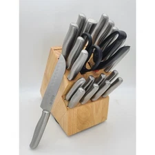 Philippe Richard 21 Piece Stainless Steel Cutlery Knife Set & Wood Butcher Block