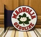 Magnolia Gasoline Metal Flange Sign Gas Oil Garage Vintage Style Wall Decor