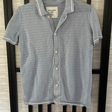 Abercrombie kids light blue ribbed short sleeve cardigan sweater 13/14