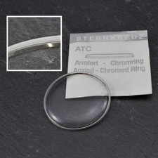 Acryl-Uhrenglas gew&ouml;lbt & armiert mit verchromtem Ring f&uuml;r Armbanduhren 225-373