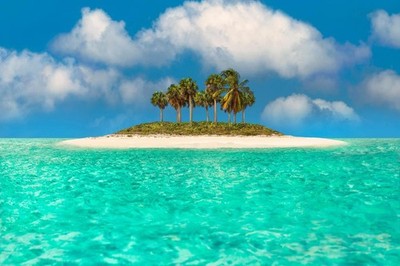 Tropical Wall Art Caribbean Paradise Turquoise Waters Island Photo Photograph Be