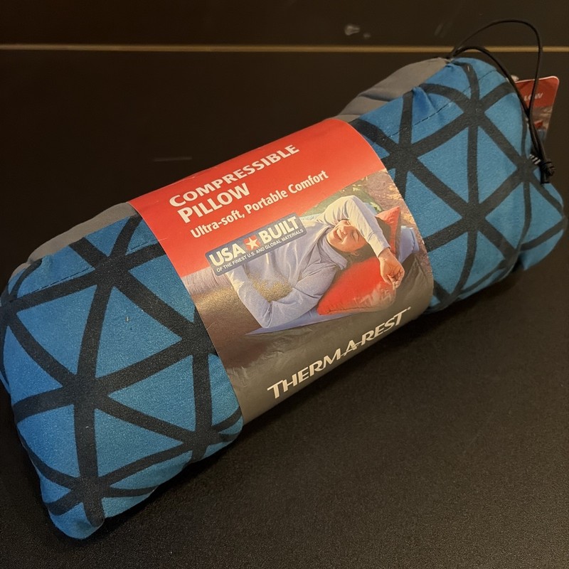 NEW Therm-a-Rest Compressible Travel Pillow Blue Camping Backpacking Made USA