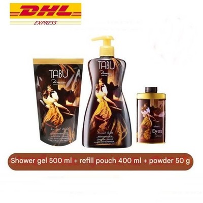 TABU Perfume Set Shower Cream 500ml + 400ml Refill Pouch + Perfumed Powder 50g