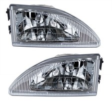 1994-1998 Ford Mustang Cobra Stock Headlights Clear W Chrome Housing Pair