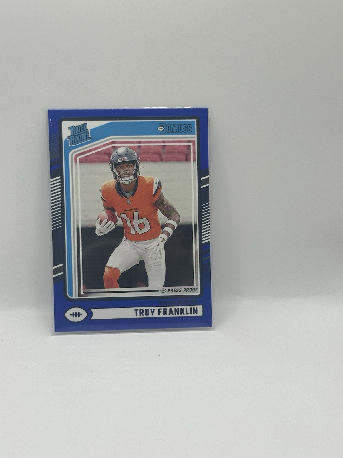 2024 Panini Donruss - Rated Rookie Troy Franklin #338 Blue Press Proof (RC)