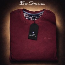 Ben Sherman Mens M Burnt Henna Logo Golf Crew Neck Sweater NWT 89