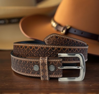 Western Genuine Leather Belt Full Grain Handmade Men's Heavy Duty With Buckle