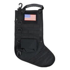 Osage River Tactical Christmas Stocking Handle, USA Patch, MOLLE Webbing, Black