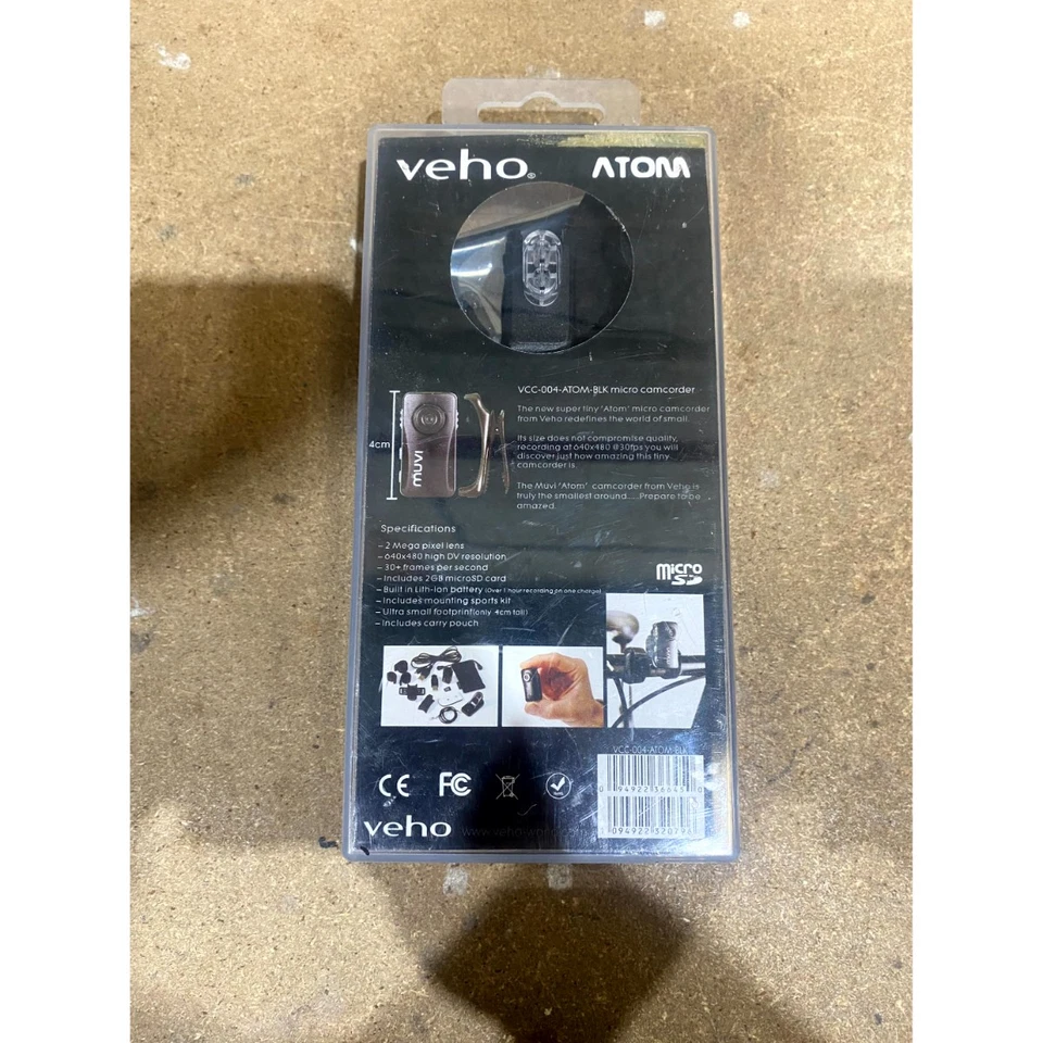 Veho Muvi Atom VCC-004-ATOM-BLK Super Micro DV Action Camcorder Black 2MP 30fps - Image 3 of 4