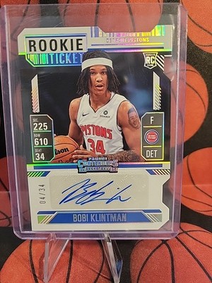 2024 Panini Silhouette Bobi Klintman No.RST-BOB #/34 Die Cut Auto Detroit Piston