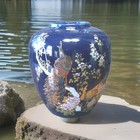 Vintage Japanese Vase Peacock Colbert Blue With Gold Trim  Tree Bud Vase — photo 1