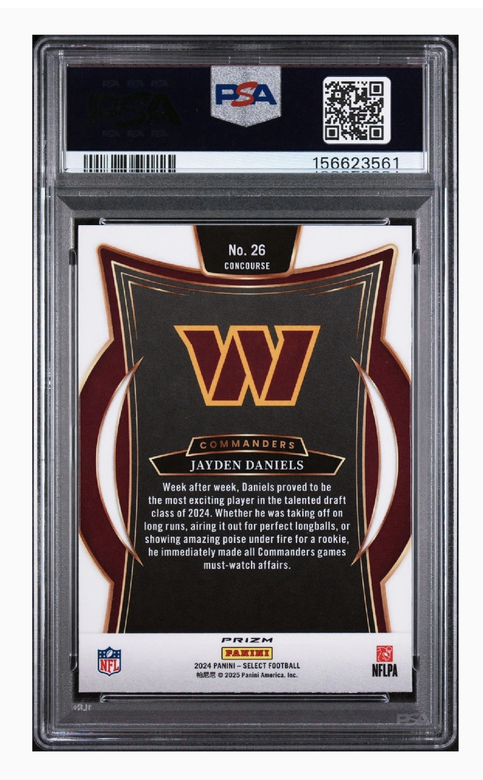 2024 Panini Select - Jayden Daniels #26 Black & Red Shock Prizm (RC)  PSA 10!  view 2